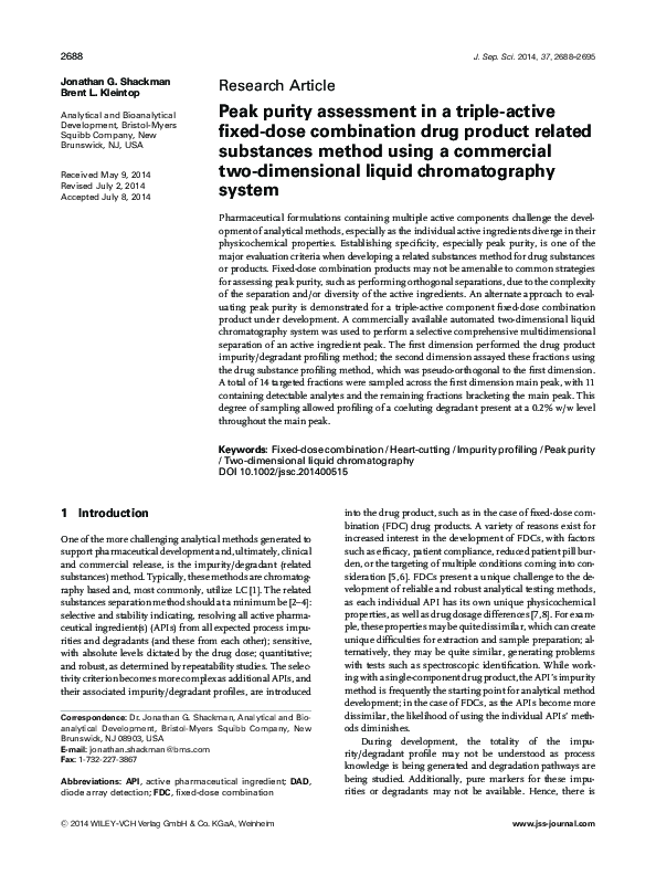 (PDF) Peak purity assessment in a triple-active fixed-dose combination ...