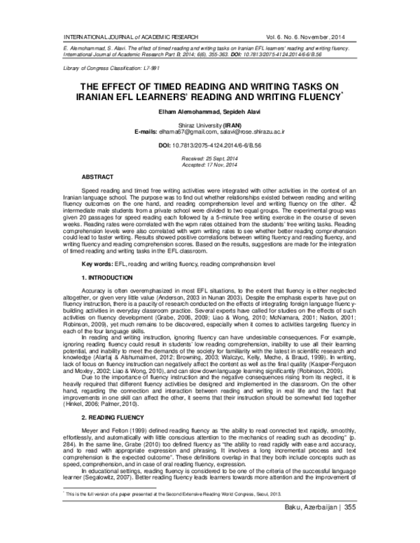 (PDF) The effect of timed reading and writing tasks on Iranian EFL ...
