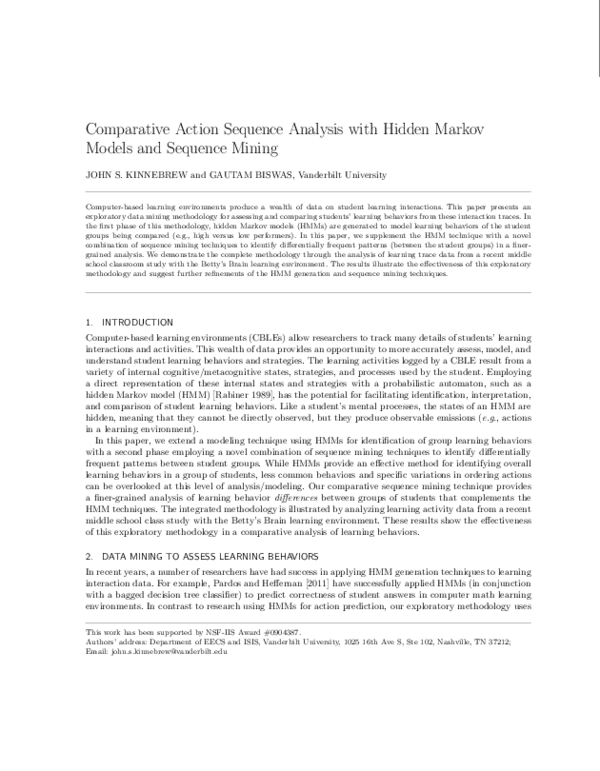 (PDF) Comparative Action Sequence Analysis with Hidden Markov Models ...