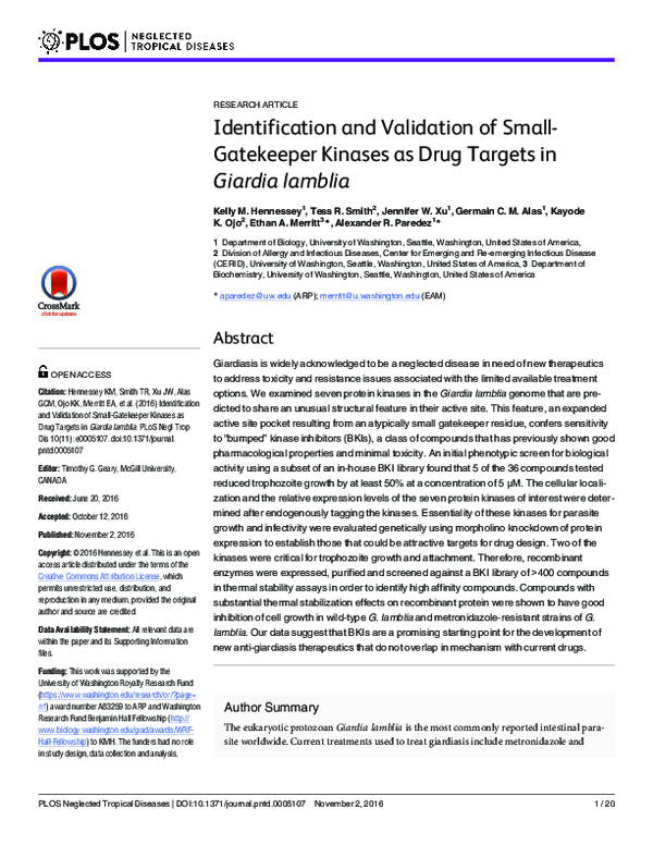(PDF) Identification and Validation of Small-Gatekeeper Kinases as Drug ...