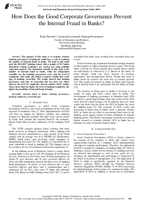 (PDF) How Does the Good Corporate Governance Prevent the Internal Fraud ...