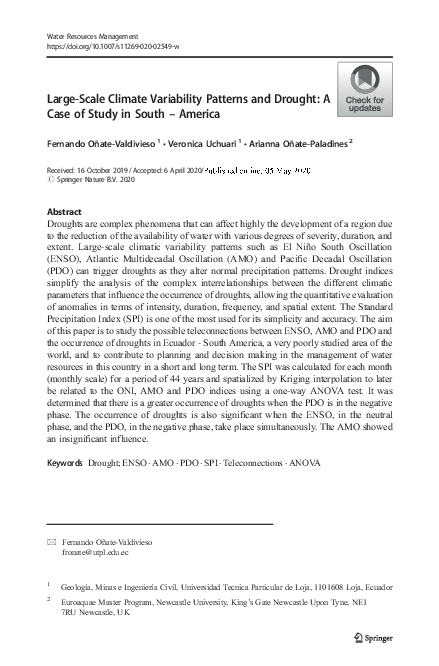 (PDF) Large-Scale Climate Variability Patterns and Drought: A Case of ...