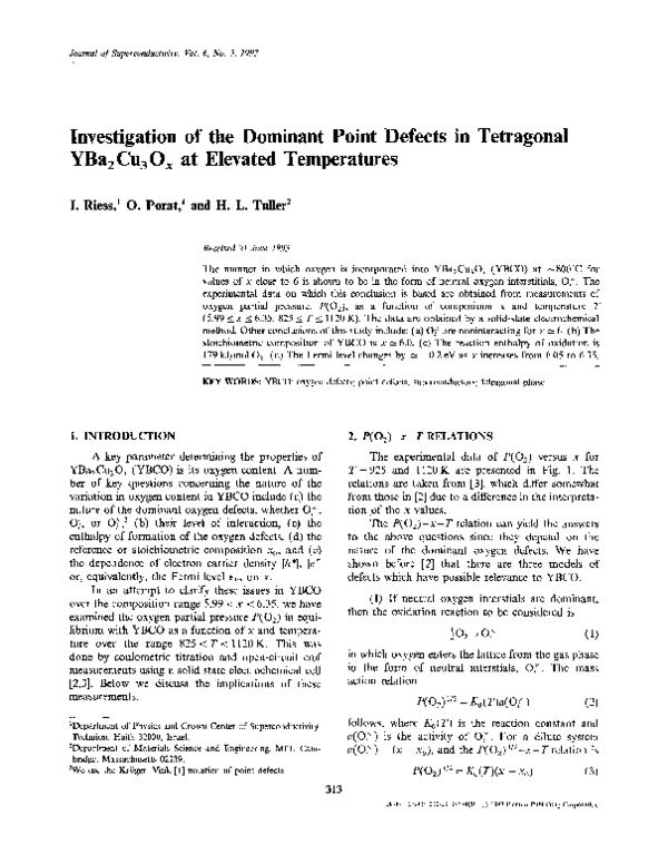 (PDF) Investigation of the dominant point defects in tetragonal ...