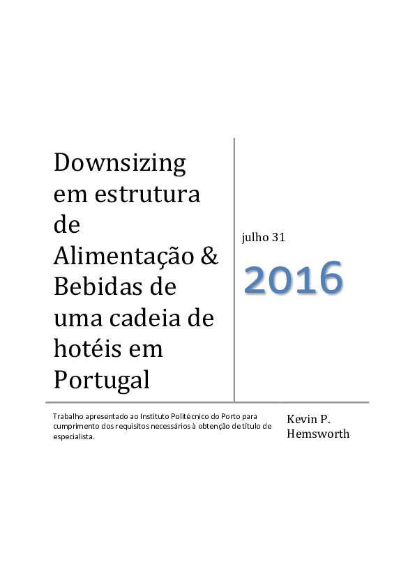 (PDF) Downsizing em estrutura de Alimentação & Bebidas de uma cadeia de ...