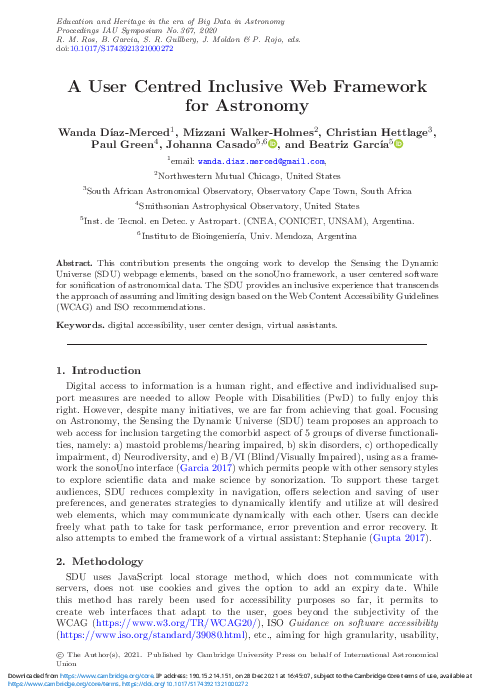 (PDF) A User Centred Inclusive Web Framework for Astronomy