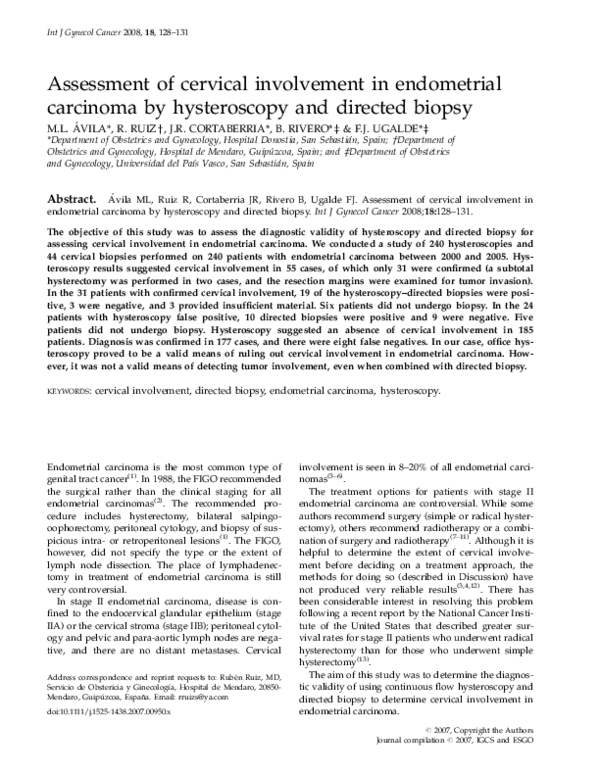 (PDF) Assessment of cervical involvement in endometrial carcinoma by ...
