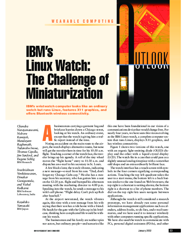 (PDF) IBM's Linux watch, the challenge of miniaturization