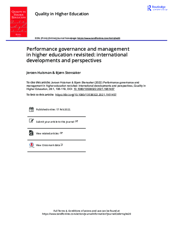 (PDF) Performance governance and management in higher education ...