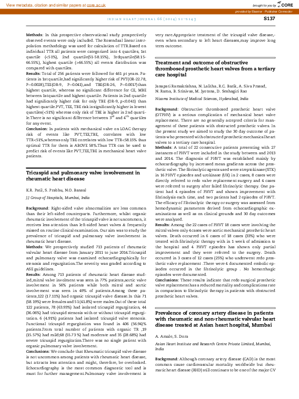 (PDF) Treatment and outcome of obstructive thrombosed prosthetic heart