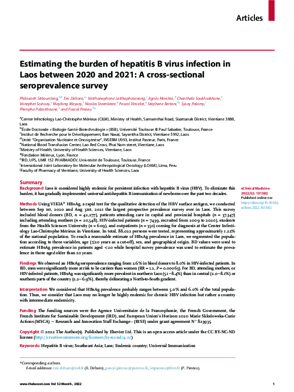 (PDF) Estimating the burden of hepatitis B virus infection in Laos ...