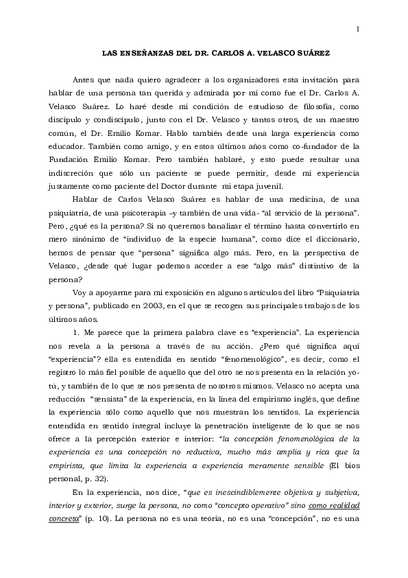 LAS ENSENANZAS DEL DR CARLOS A VELASCO SUAREZ