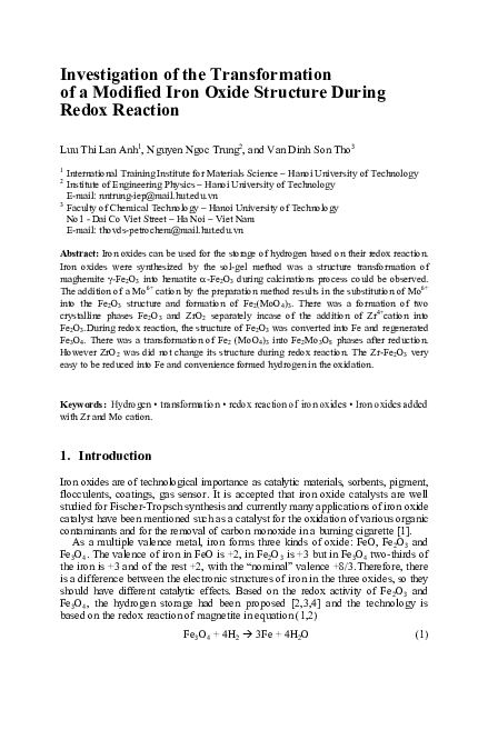 (PDF) Investigation of the Transformation of a Modified Iron Oxide ...