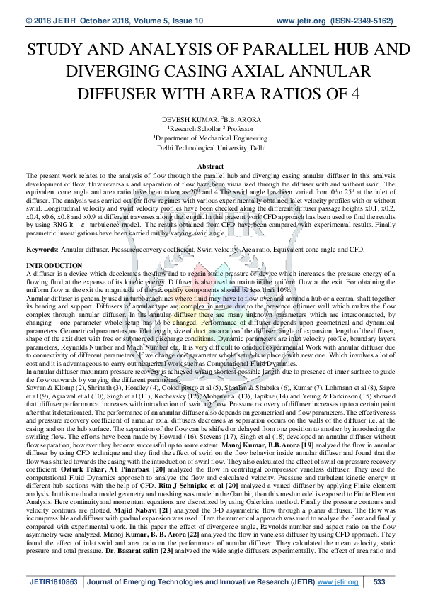 (PDF) Study and Analysis of Parallel Hub and Diverging Casing Axial ...