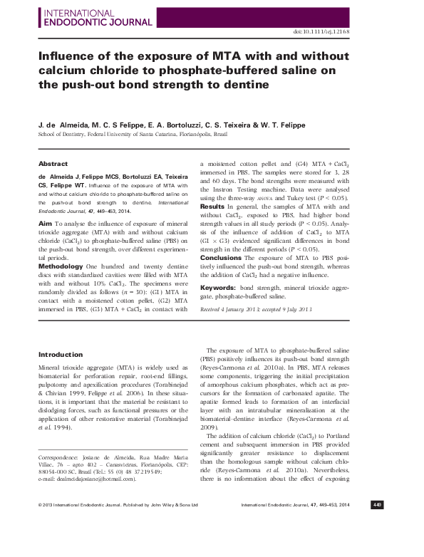 (PDF) Influence of the exposure of MTA with and without calcium ...