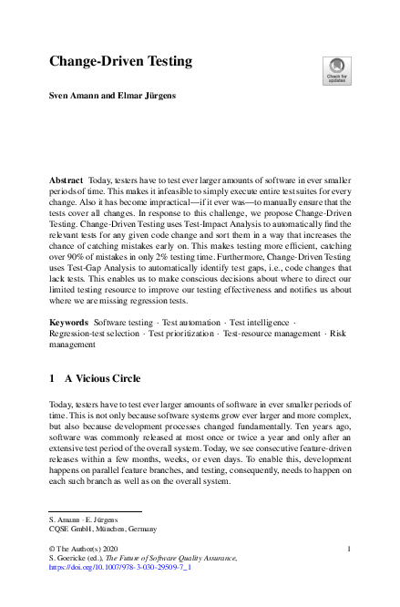 (PDF) Towards change-driven testing