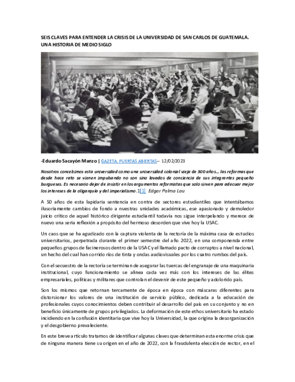 (PDF) SEIS CLAVES PARA ENTENDER LA CRISIS DE LA UNIVERSIDAD DE SAN ...
