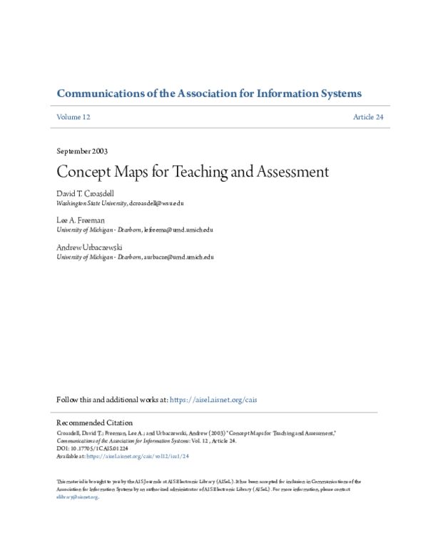(PDF) Concept Maps for Teaching and Assessment
