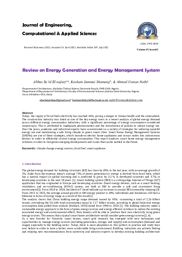 (PDF) Review on Energy Generation and Energy Management System