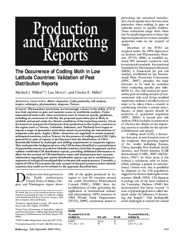 (PDF) The Occurrence of Codling Moth in Low Latitude Countries ...