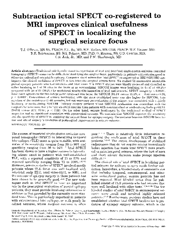 (PDF) Subtraction ictal SPECT co-registered to MRI improves clinical ...