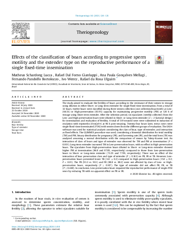 (PDF) Effects of the classification of boars according to progressive ...