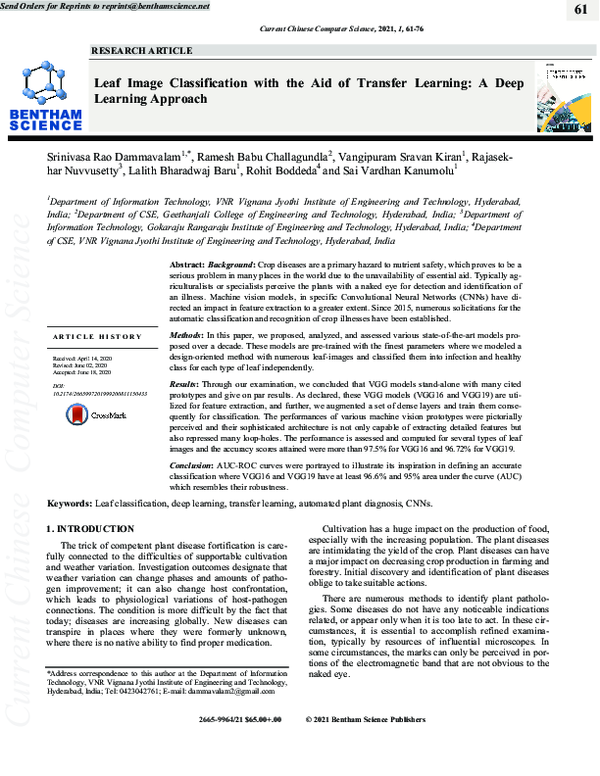 (PDF) Leaf Image Classification with the Aid of Transfer Learning: A ...