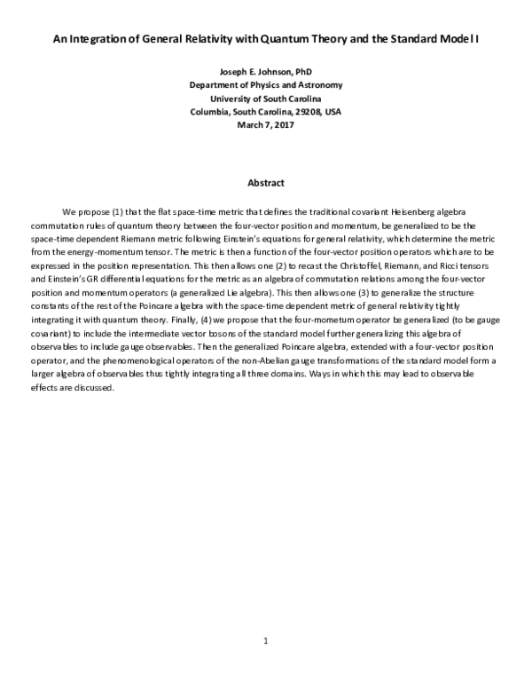 (PDF) An Integration of General Relativity and Relativistic Quantum Theory