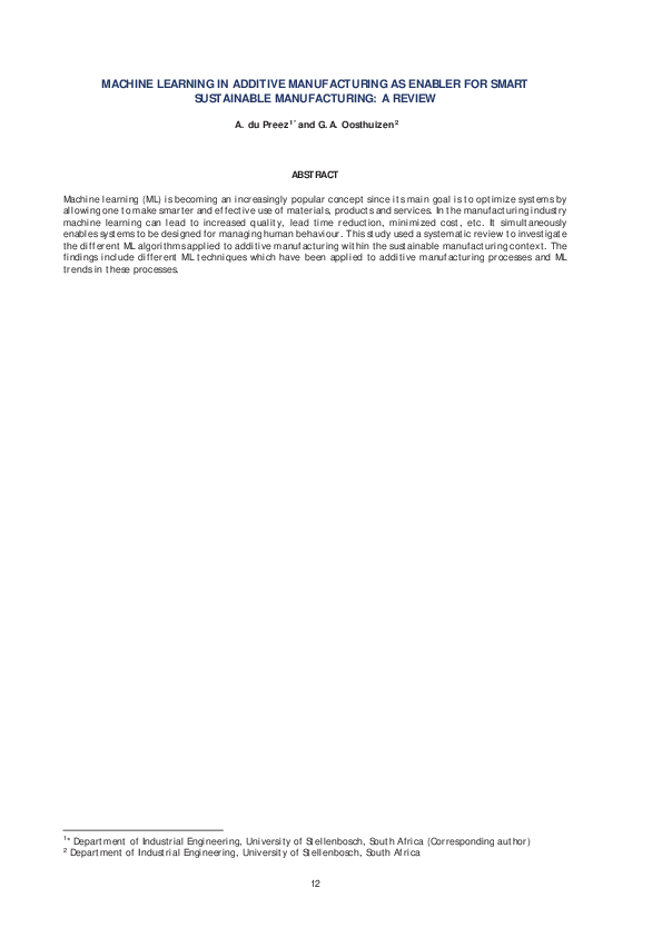 (PDF) Machine Learning in Additive Manufacturing as Enabler for Smart ...