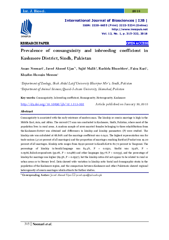 (PDF) Prevalence of consanguinity and inbreeding coefficient in ...