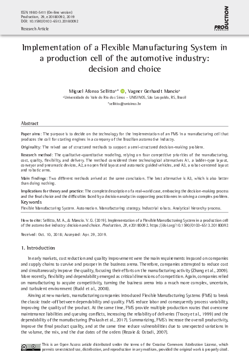 (PDF) Implementation of a Flexible Manufacturing System in a production ...