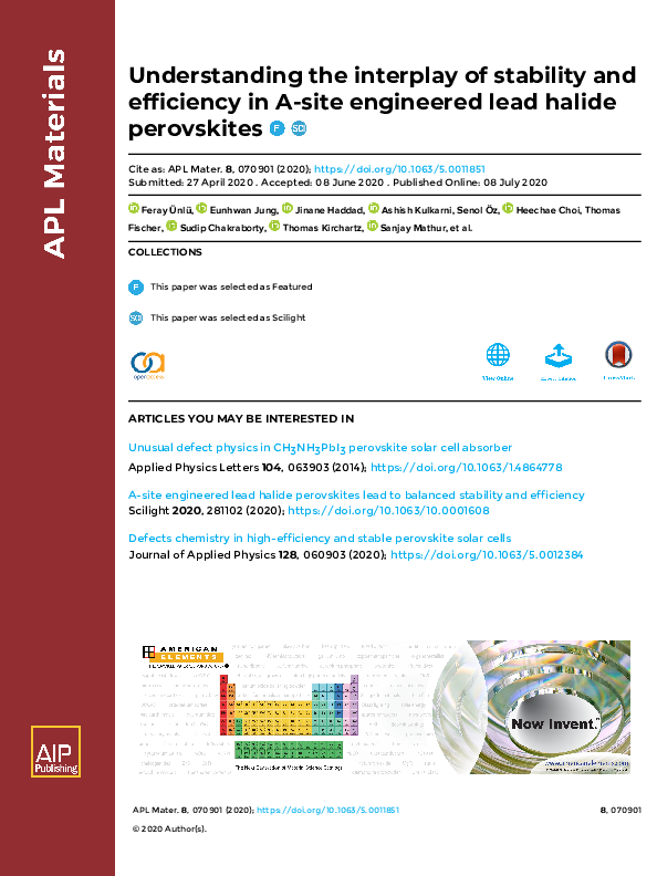 (PDF) Understanding the interplay of stability and efficiency in A-site ...
