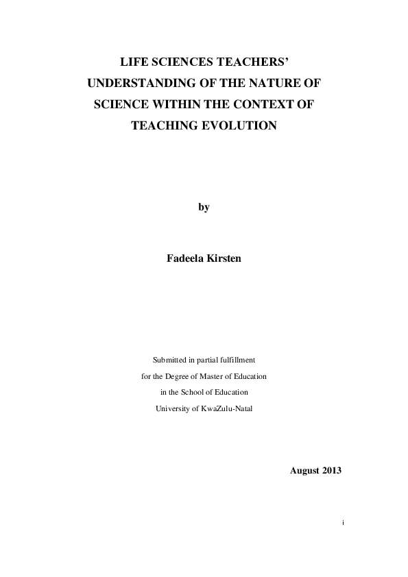 (PDF) Life sciences teachers' understanding of the nature of science ...