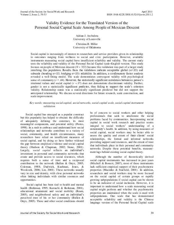 (PDF) Validity Evidence for the Translated Version of the Personal ...