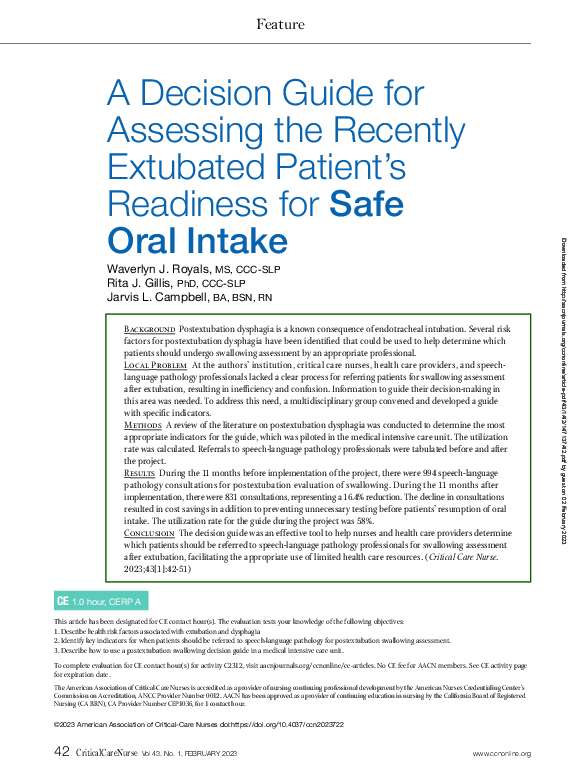 (PDF) A Decision Guide for Assessing the Recently Extubated Patient’s ...