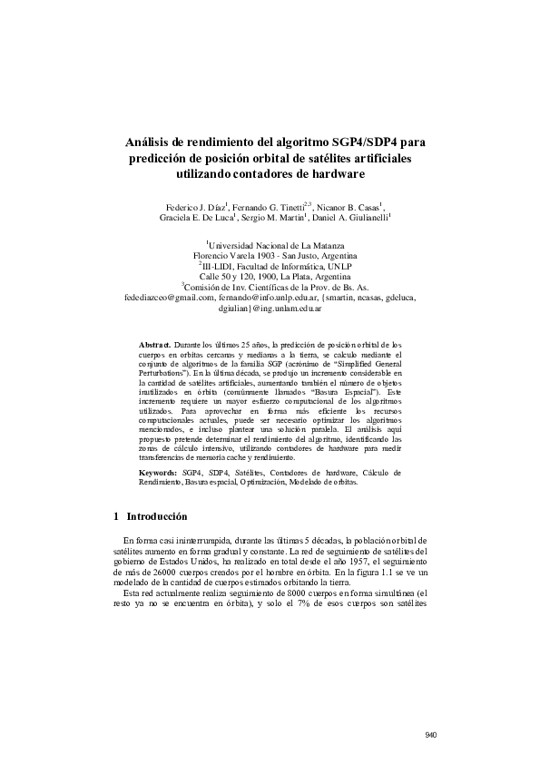 (PDF) Análisis de rendimiento del algoritmo SGP4/SDP4 para predicción ...