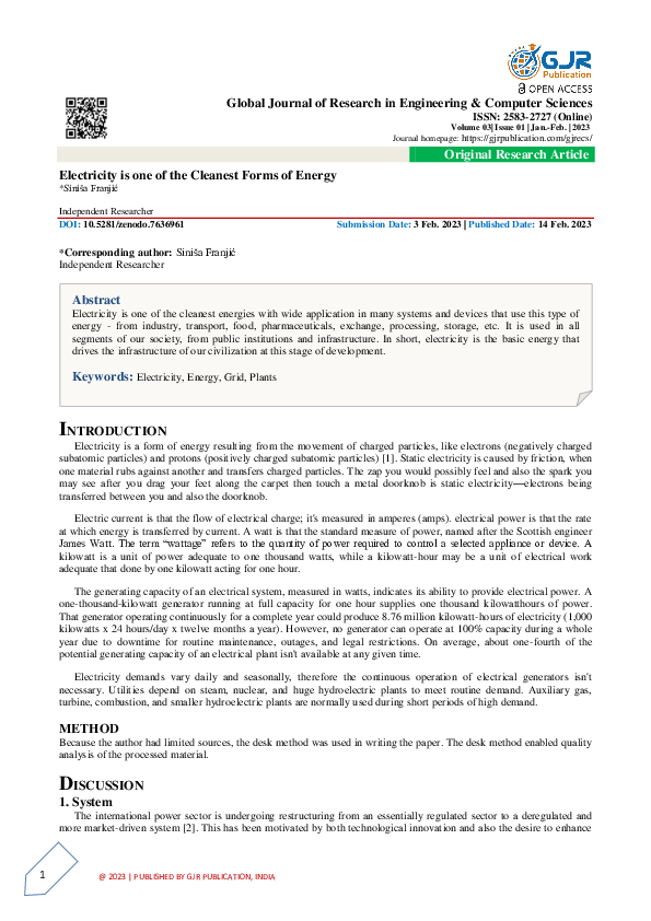 Electricity is one of the Cleanest Forms of Energy