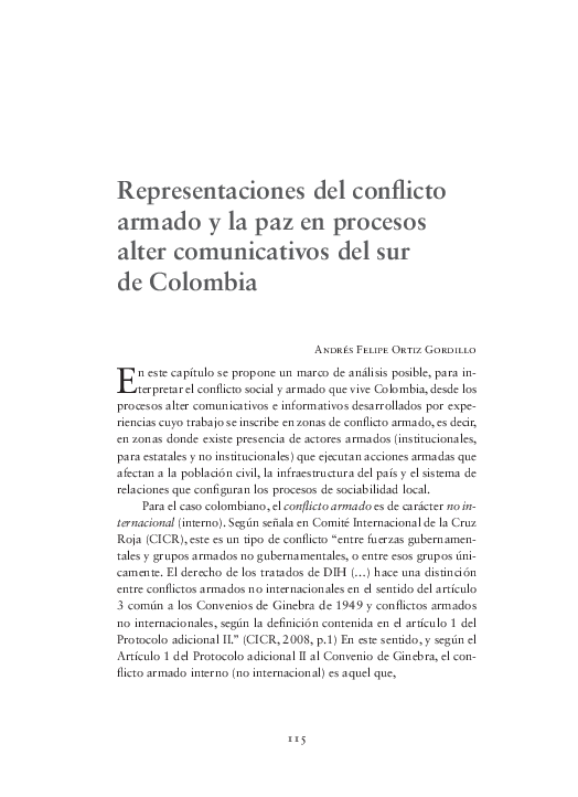 (PDF) Capítulo 5: Representaciones del conflicto armado y la paz en ...