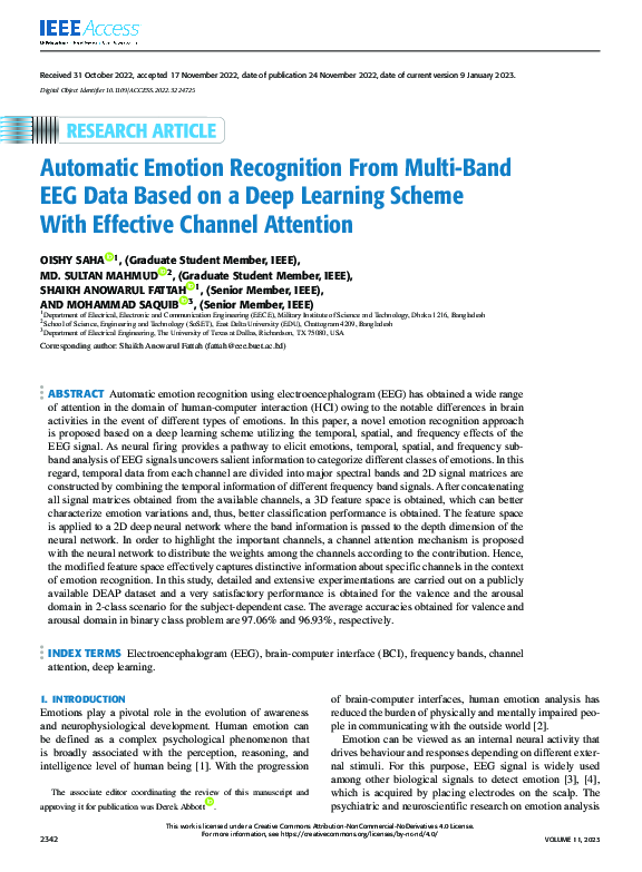 (PDF) Automatic Emotion Recognition From Multi-Band EEG Data Based on a ...