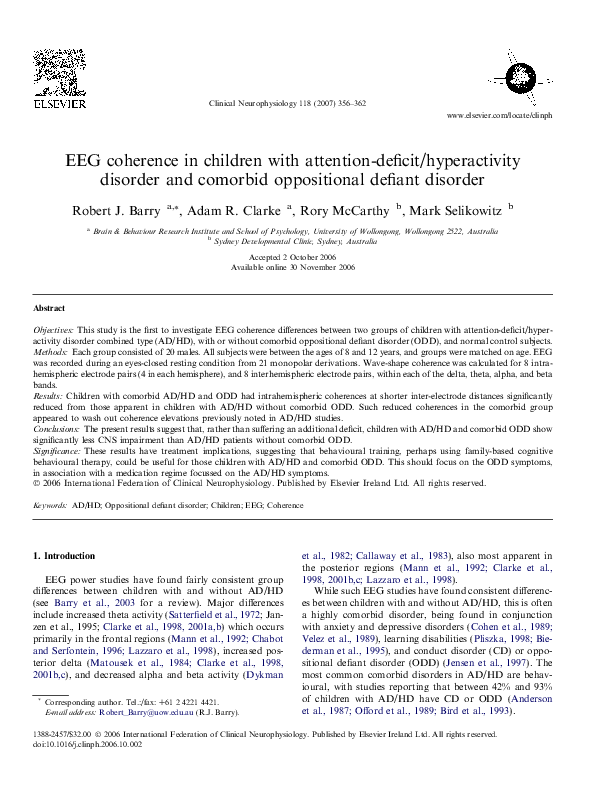 (PDF) EEG coherence in children with attention-deficit/hyperactivity ...