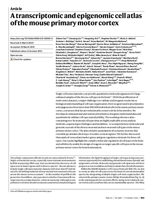 (PDF) A transcriptomic and epigenomic cell atlas of the mouse primary ...