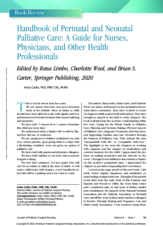 (PDF) Handbook of Perinatal and Neonatal Palliative Care
