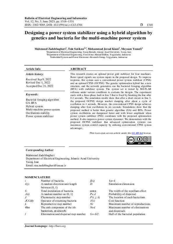 (PDF) Designing a power system stabilizer using a hybrid algorithm by ...