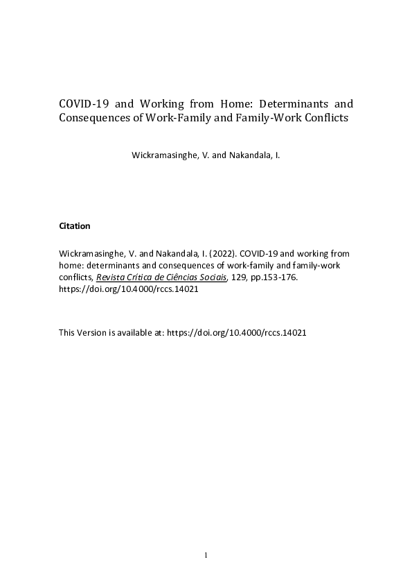 (PDF) COVID-19 and Working from Home: Determinants and Consequences of ...