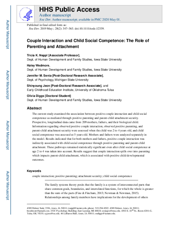 (PDF) Couple interaction and child social competence: The role of ...