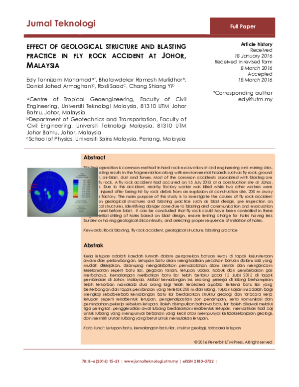 (PDF) Effect of Geological Structure and Blasting Practice in Fly Rock ...
