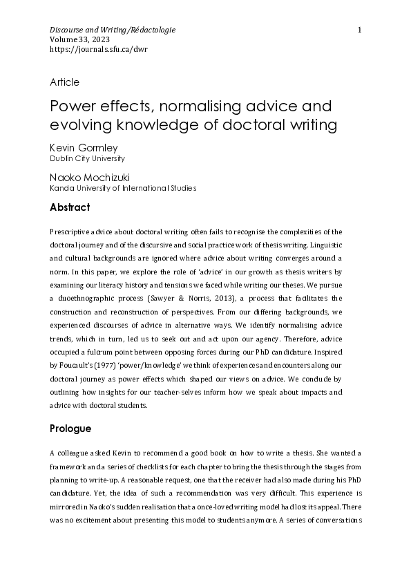 (PDF) Power effects, normalising advice and evolving knowledge of ...