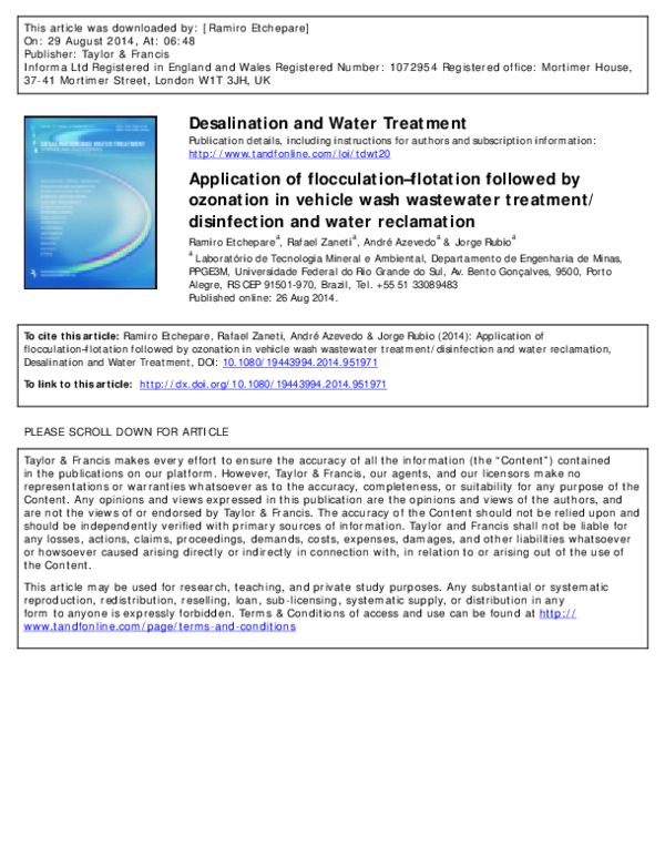 (PDF) Application of flocculation–flotation followed by ozonation in ...
