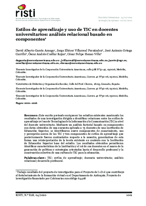 (PDF) Estilos de aprendizaje y uso de TIC en docentes universitarios ...