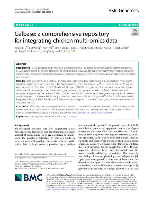 (PDF) Galbase: a comprehensive repository for integrating chicken multi ...