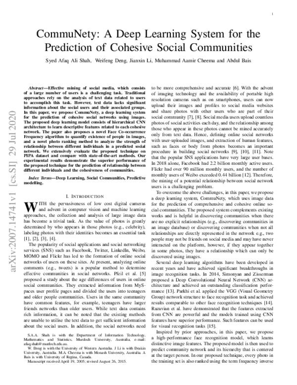 (PDF) CommuNety: A Deep Learning System for the Prediction of Cohesive ...